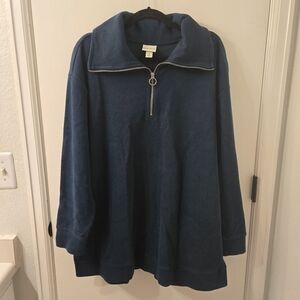 Ava & Viv Blue Split Hem Tunic Thick Ribbed Material with Cute Zipper Detail 1X